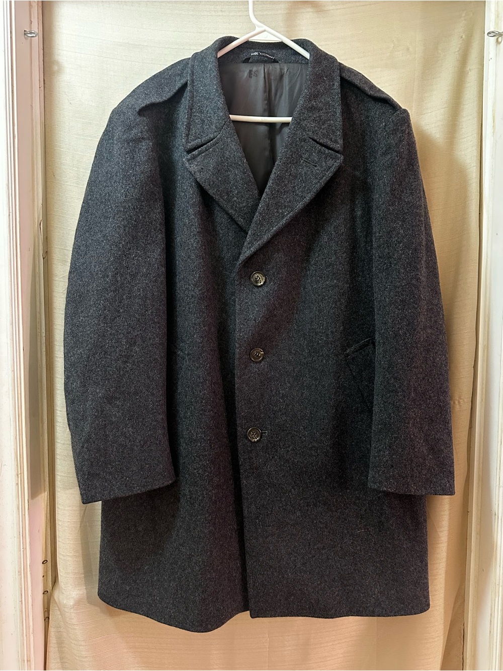 Vintage Giovanelli Kosins Clothes Detroit Men’s Pure Wool Charcoal Overcoat 42